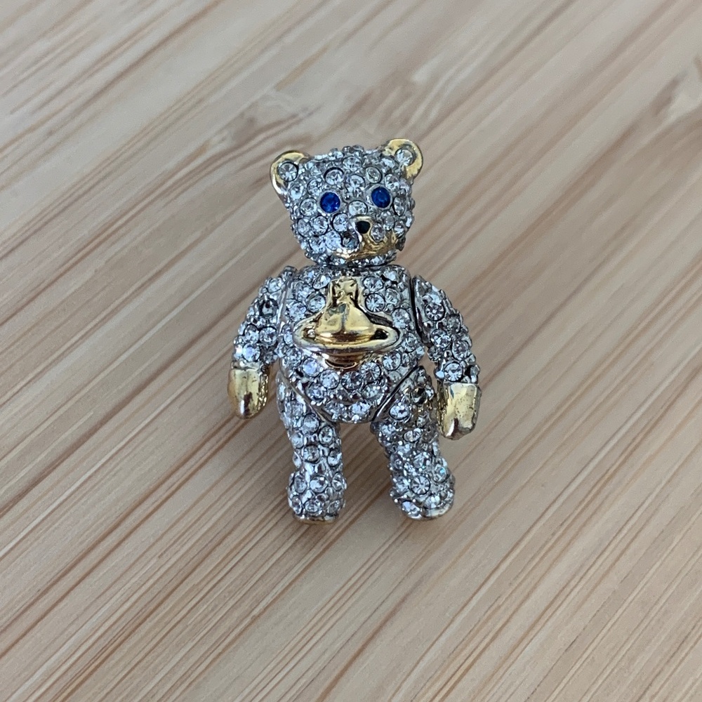 Vivienne Westwood Swarovski Covered Crystal Teddy Bear Pin or Earring